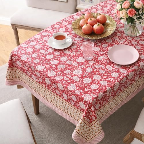 Hand Block Printed Jaipuri Cotton Tablecloth (Ethnic Floral)