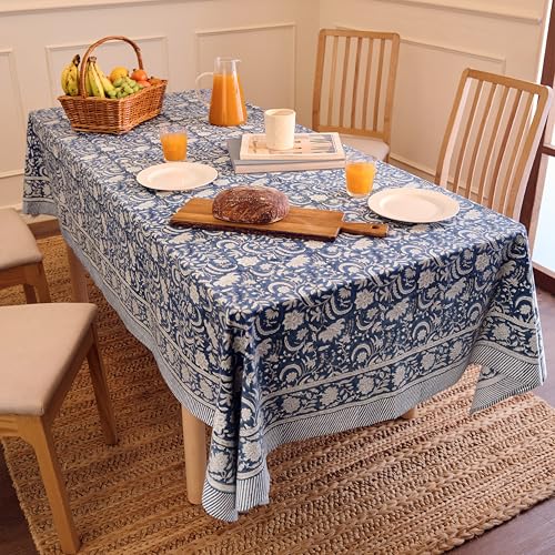 Jaipuri Hand Block Print Cotton Tablecloth (Handcrafted Floral)