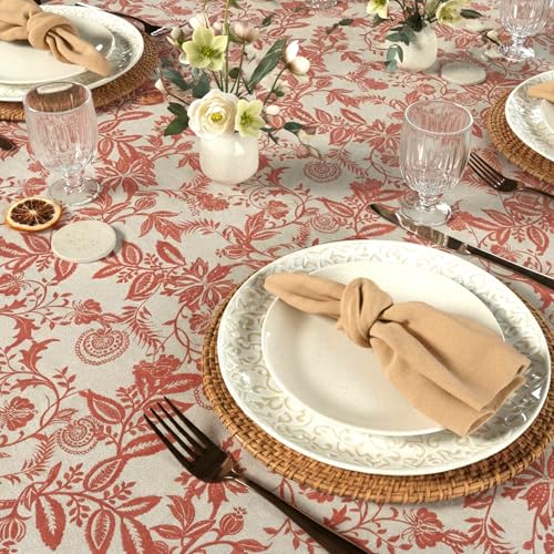 Printed Cotton Tablecloth with Tassels (Vintage Floral)