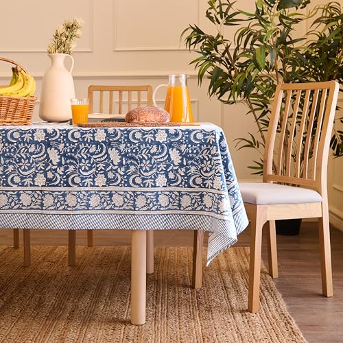 Jaipuri Hand Block Print Cotton Tablecloth (Handcrafted Floral)