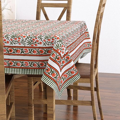 Hand Block Print Cotton Tablecloth (Jaipuri, 6 Seater)
