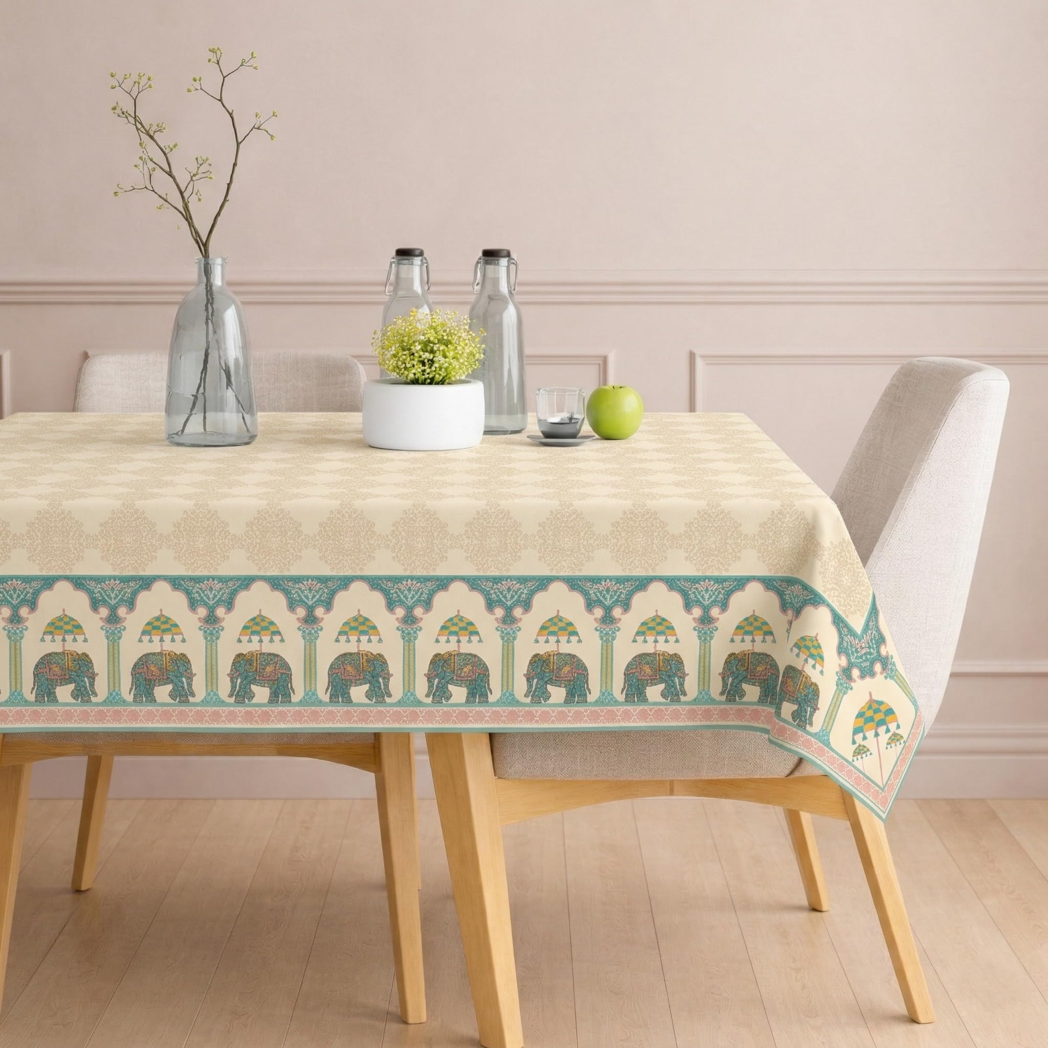 Poly-Cotton Printed Dining Table Cover (Premium, Washable)