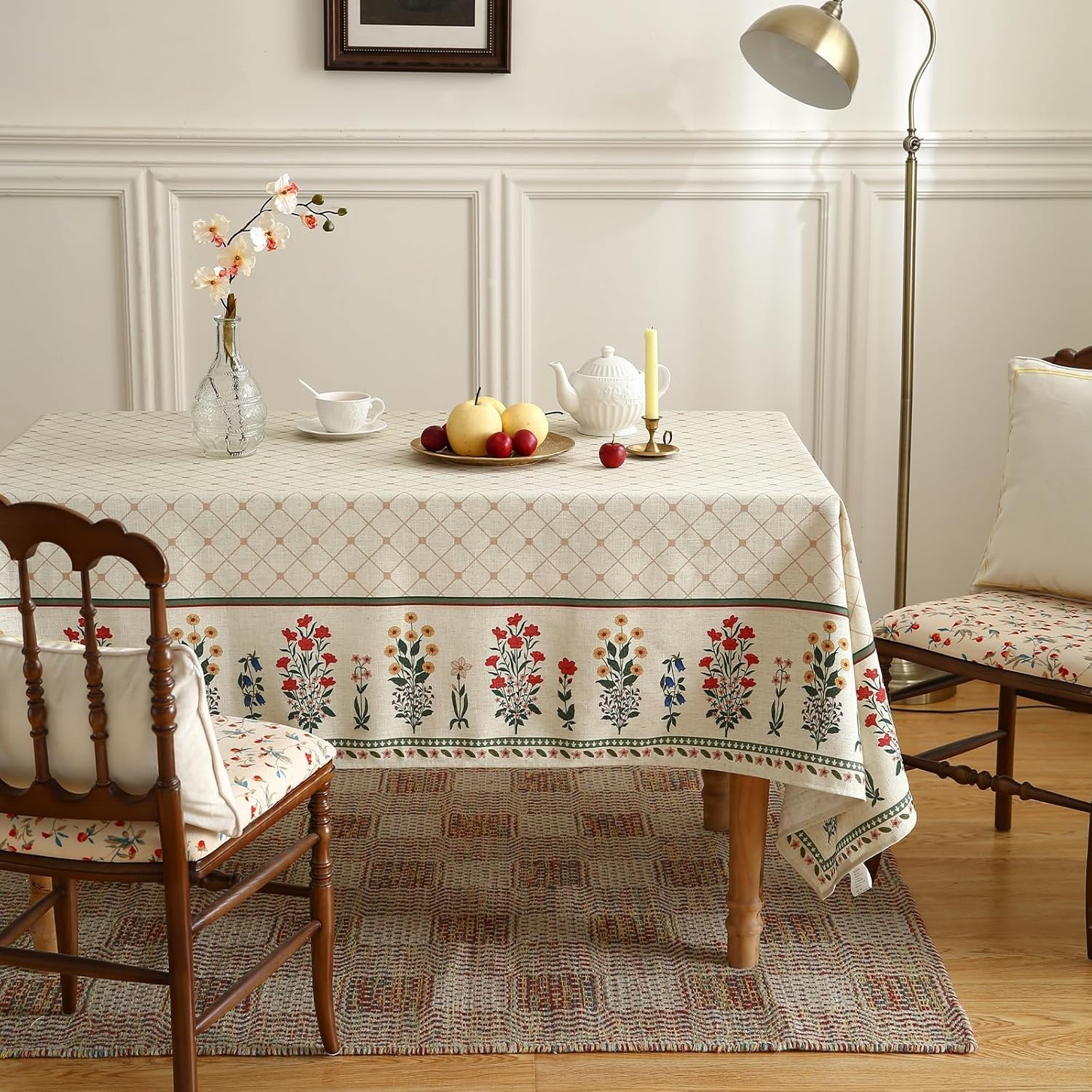 Premium Soft European Fabric Frill Dining Table Cover (6 Seater)