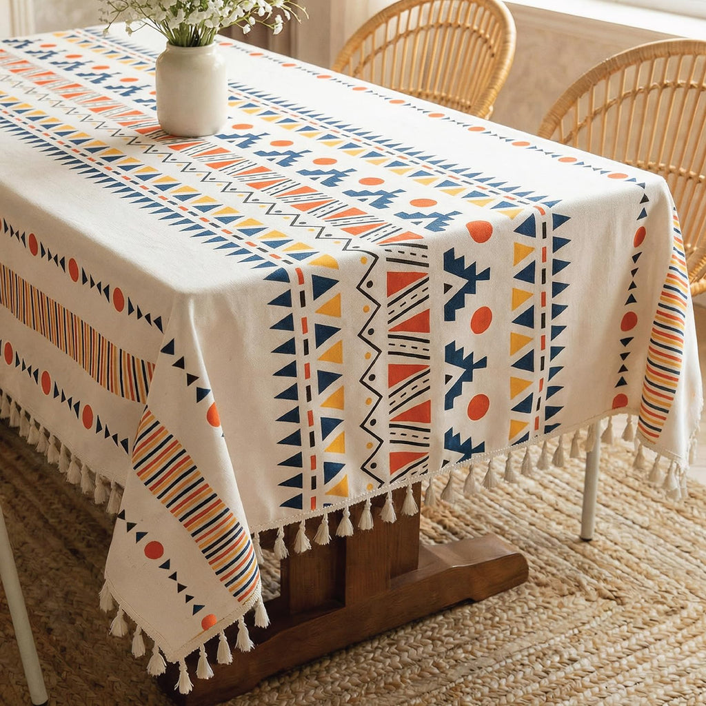 100% Cotton Printed Tablecloth with Tassels (Boho)