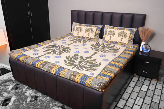 Green Palm Tree Cotton Bedsheet Set