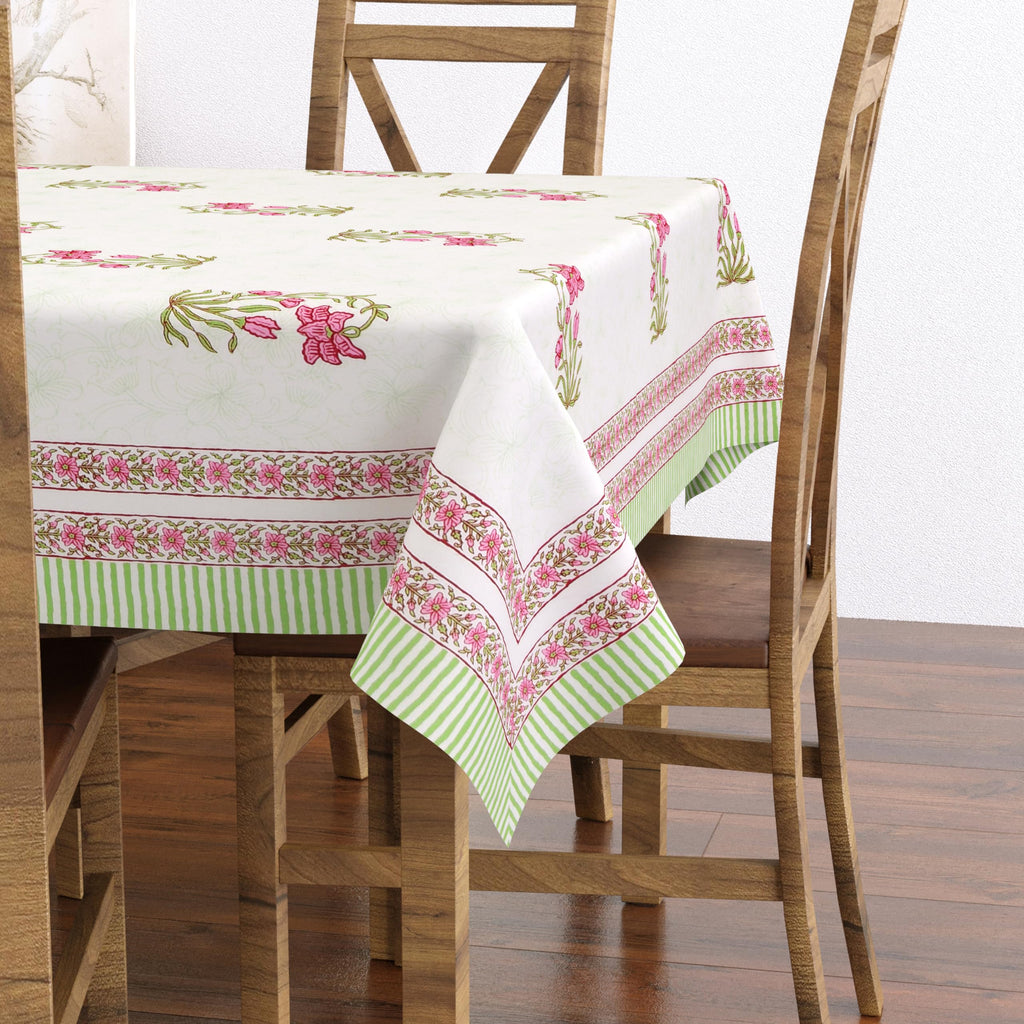Hand Block Print Cotton Tablecloth (Jaipuri, 6 Seater)