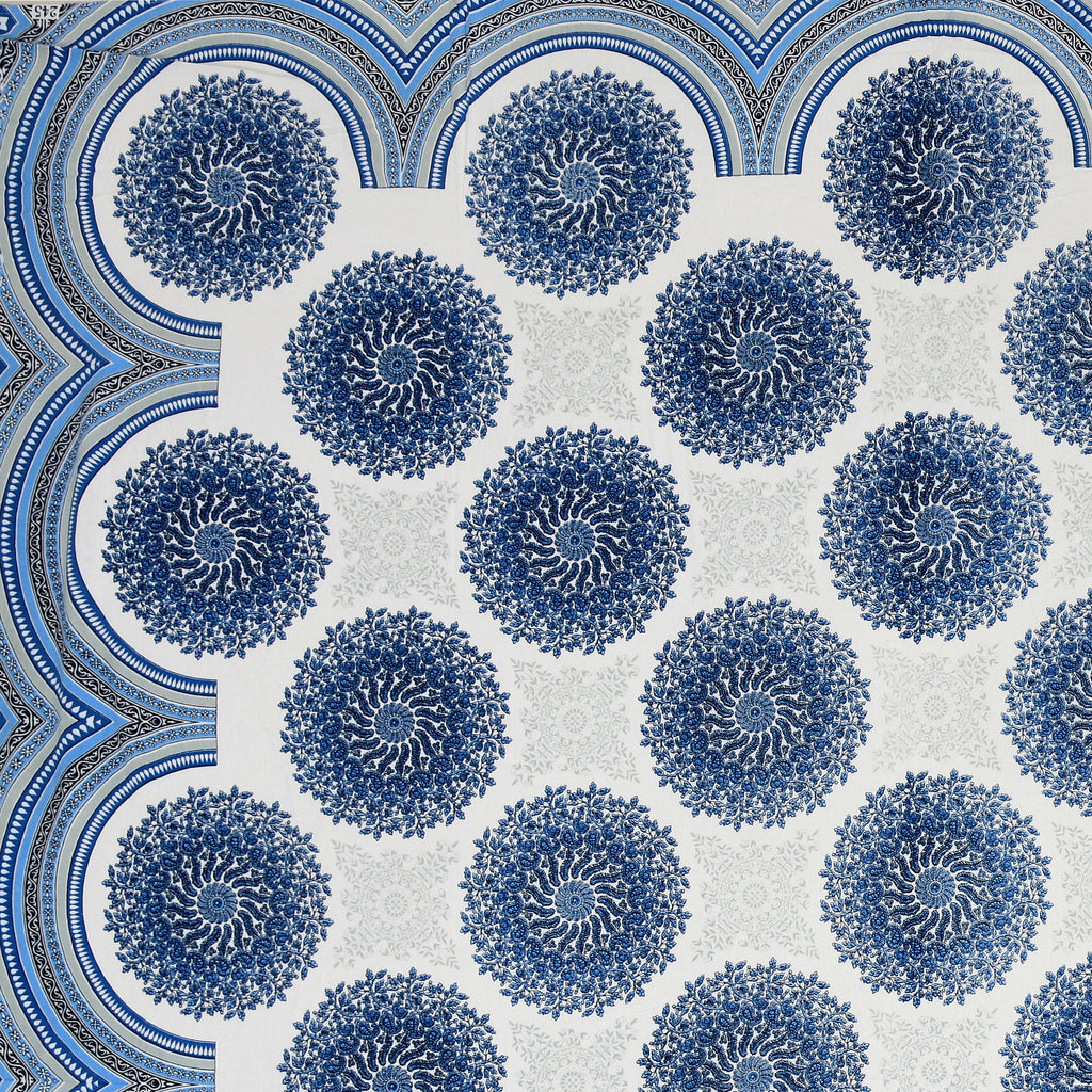 Blue Jaipuri Mandala Print King Size Bedsheet