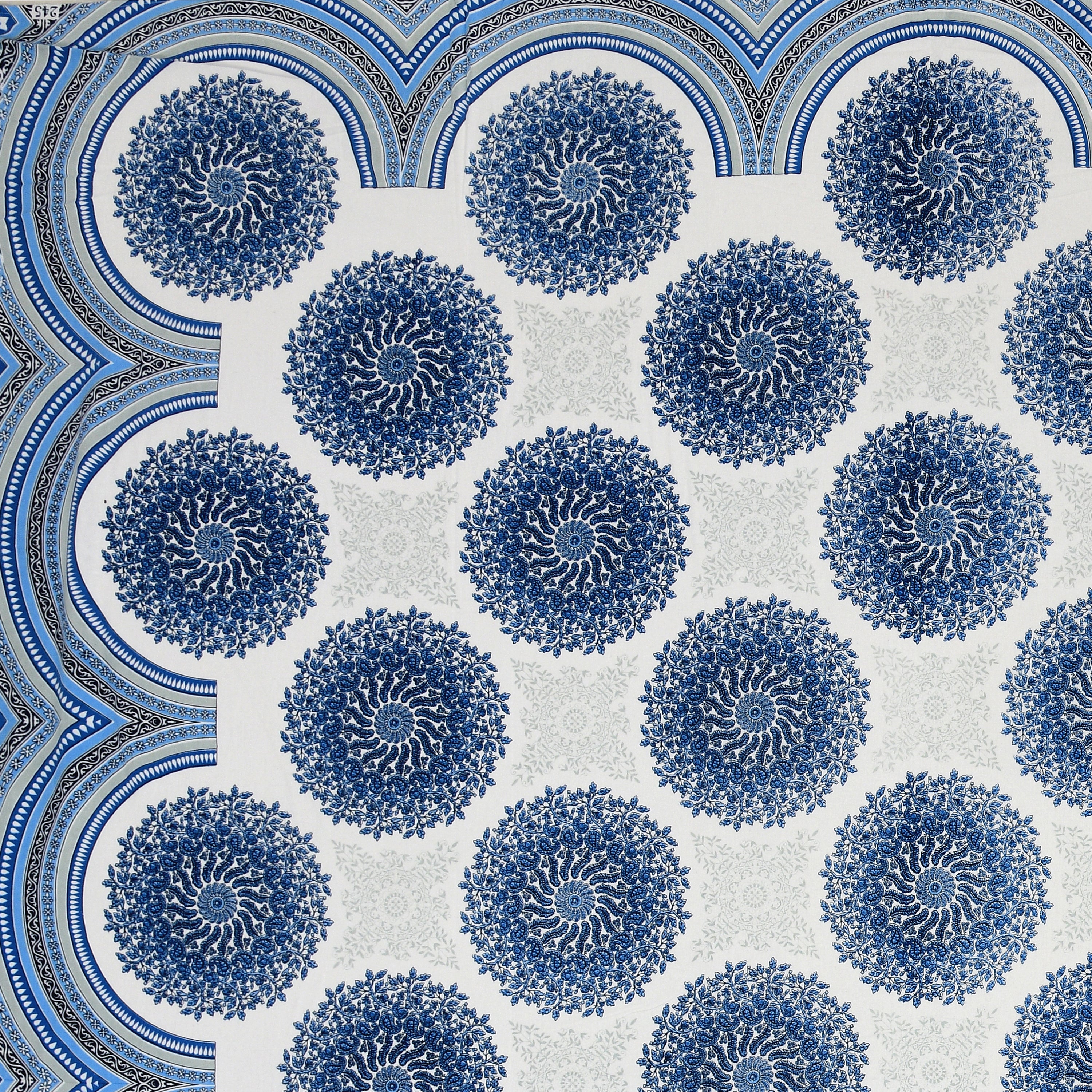 Blue Jaipuri Mandala Print King Size Bedsheet