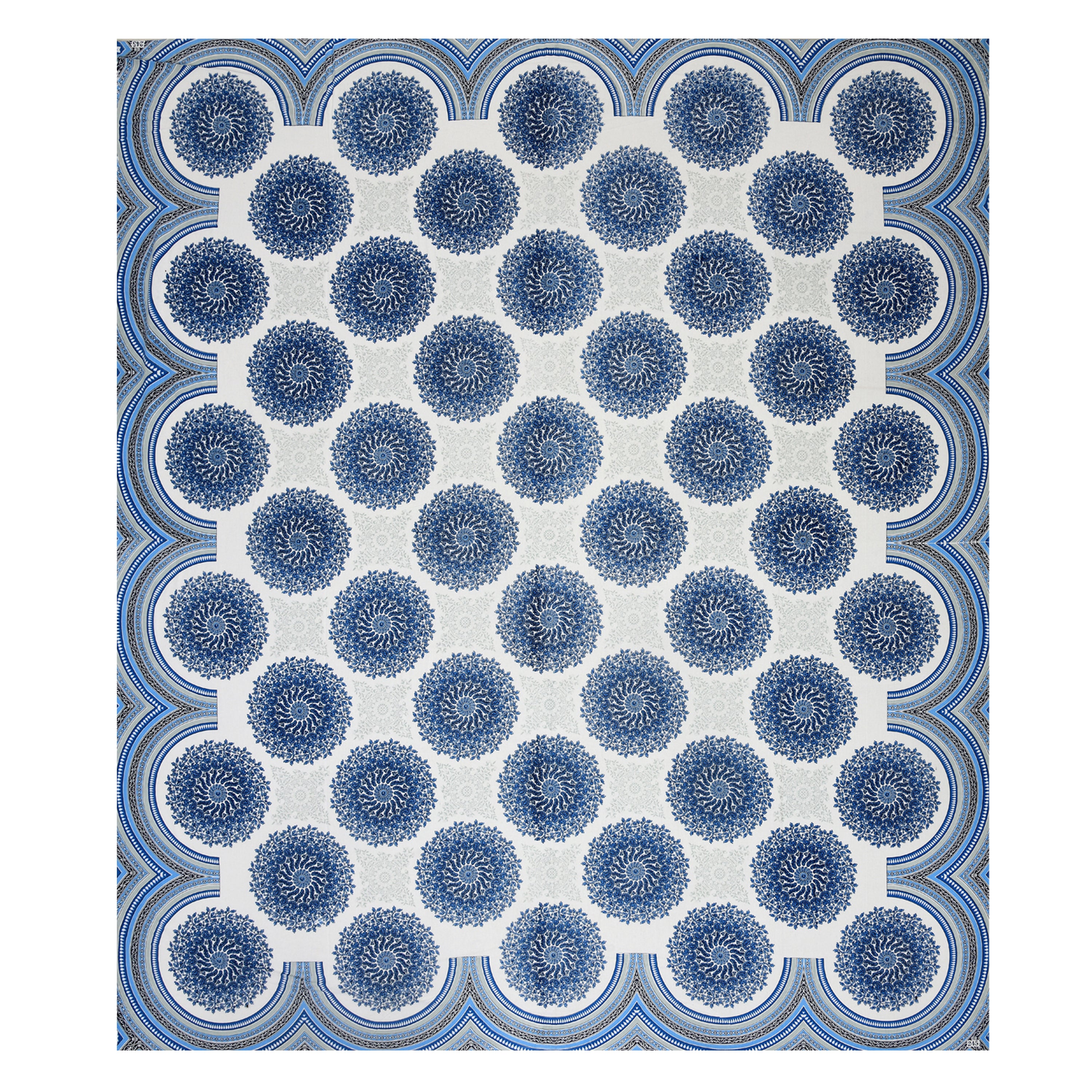 Blue Jaipuri Mandala Print King Size Bedsheet