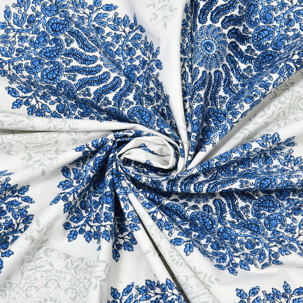 Blue Jaipuri Mandala Print King Size Bedsheet