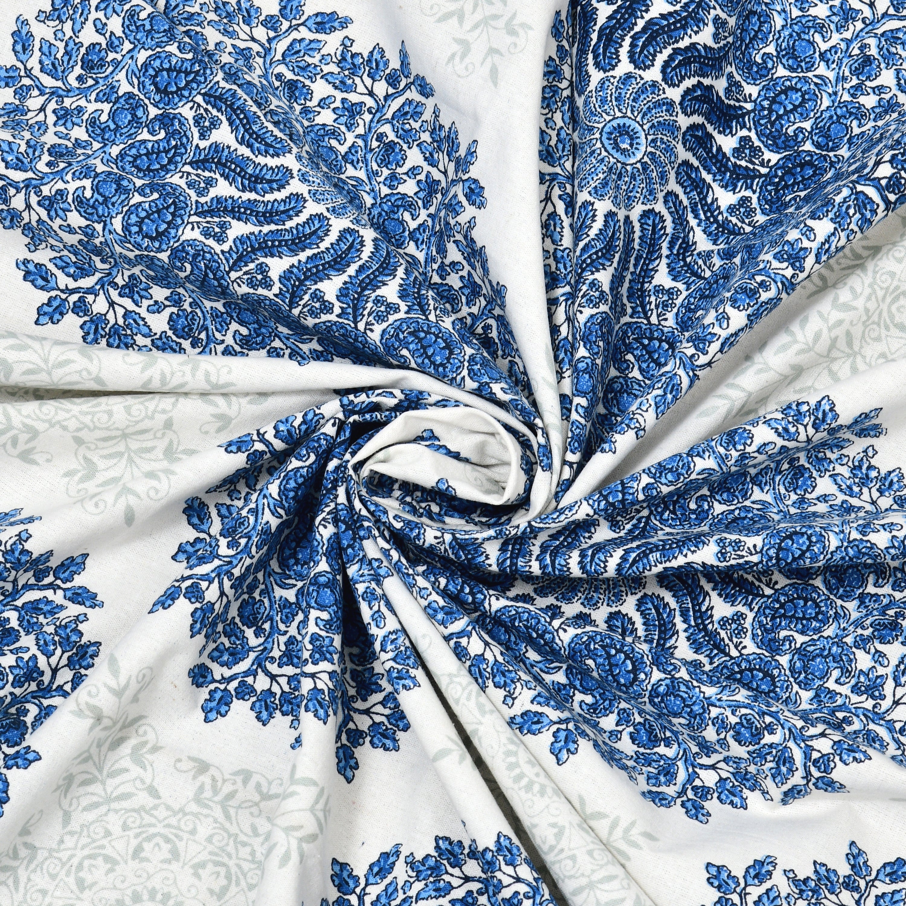Blue Jaipuri Mandala Print King Size Bedsheet