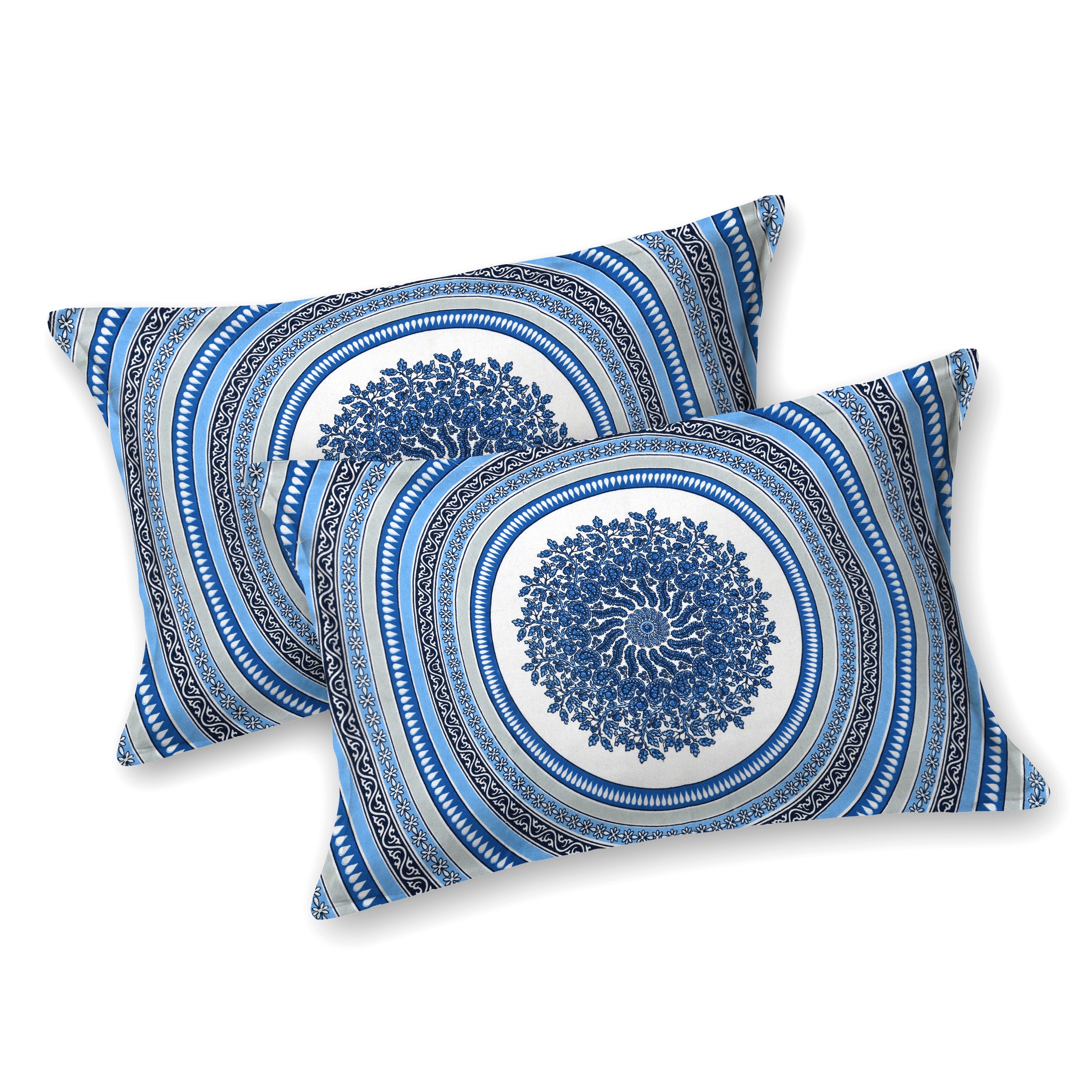 Blue Jaipuri Mandala Print King Size Bedsheet