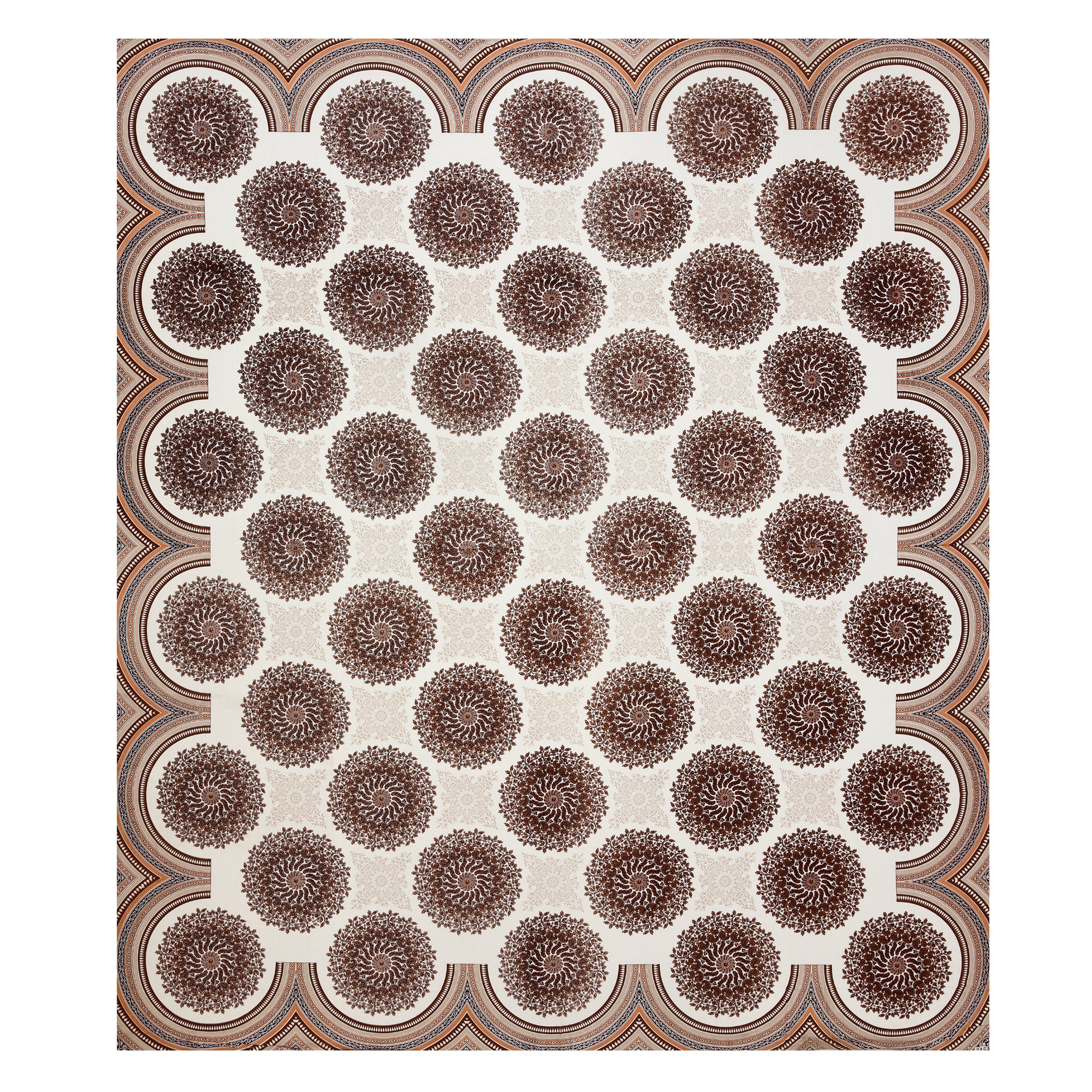 Brown Jaipuri Mandala Print King Size Bedsheet