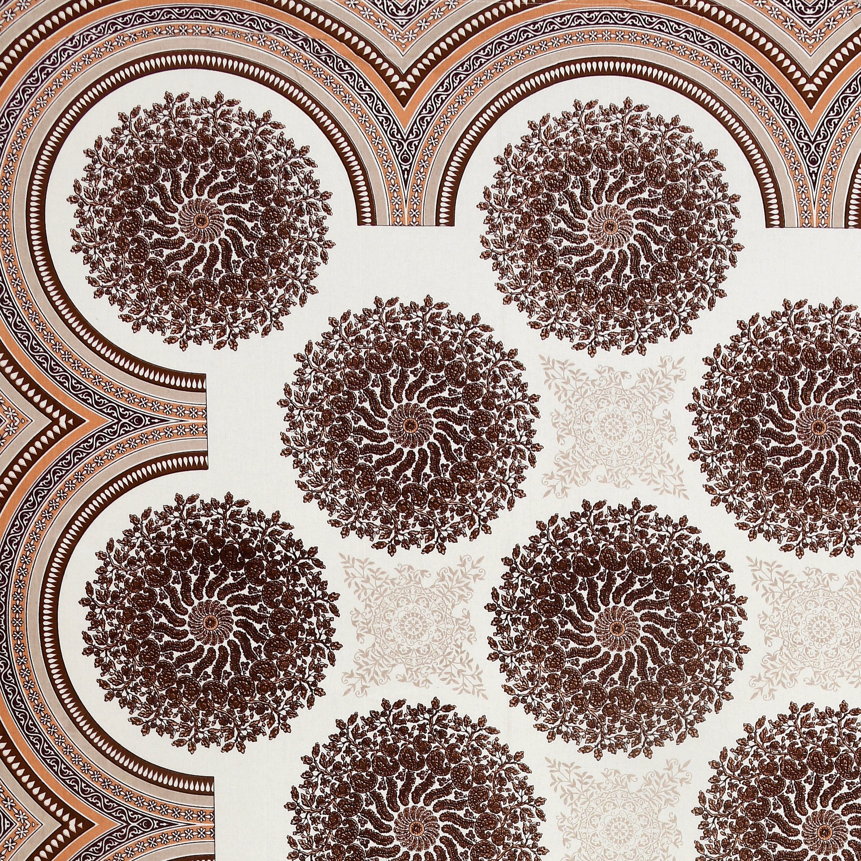 Brown Jaipuri Mandala Print King Size Bedsheet