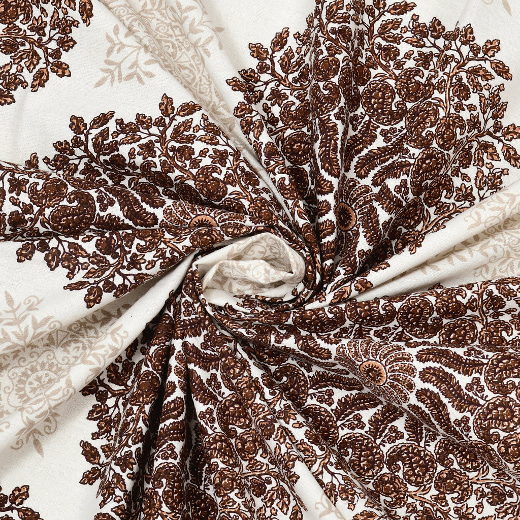 Brown Jaipuri Mandala Print King Size Bedsheet