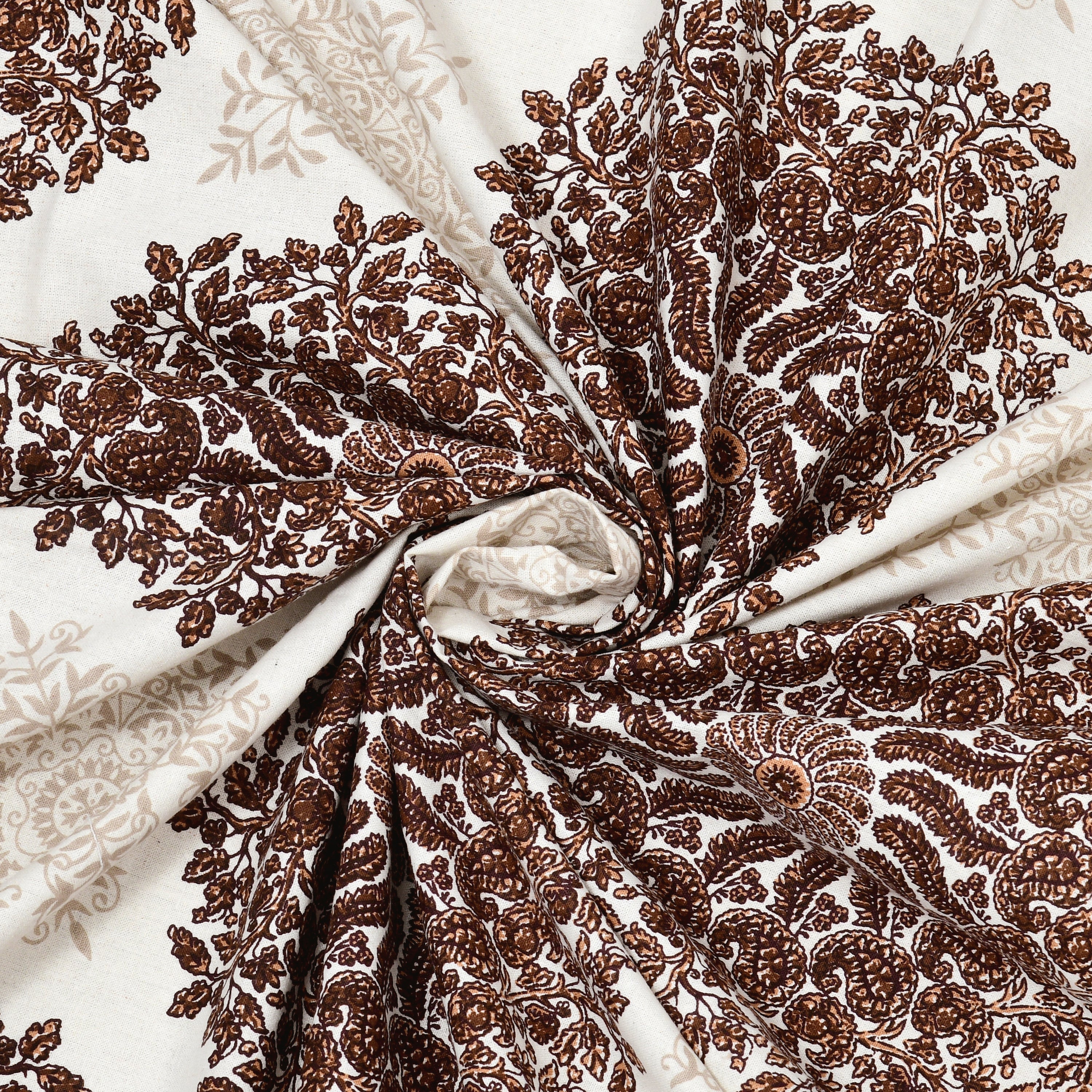 Brown Jaipuri Mandala Print King Size Bedsheet