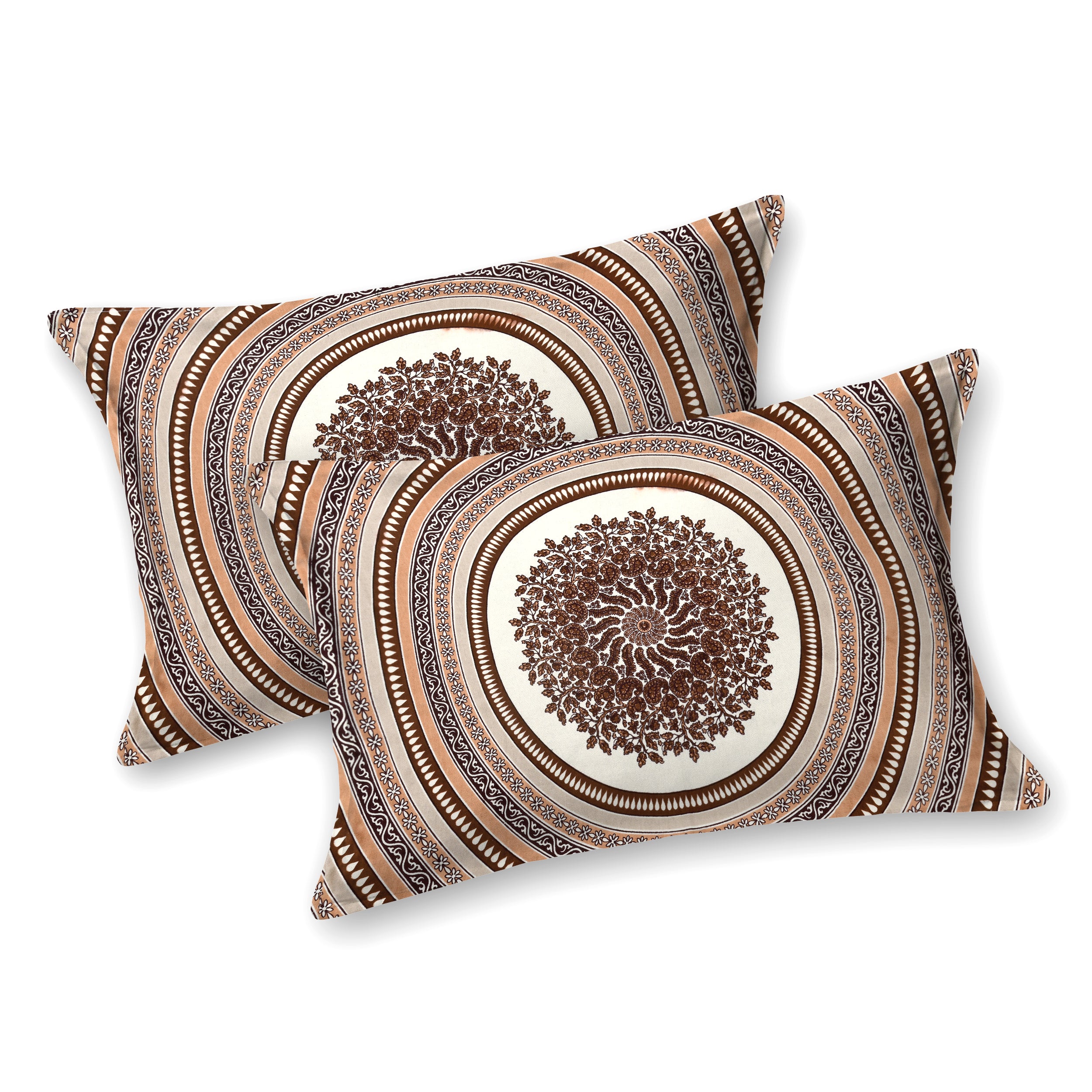 Brown Jaipuri Mandala Print King Size Bedsheet
