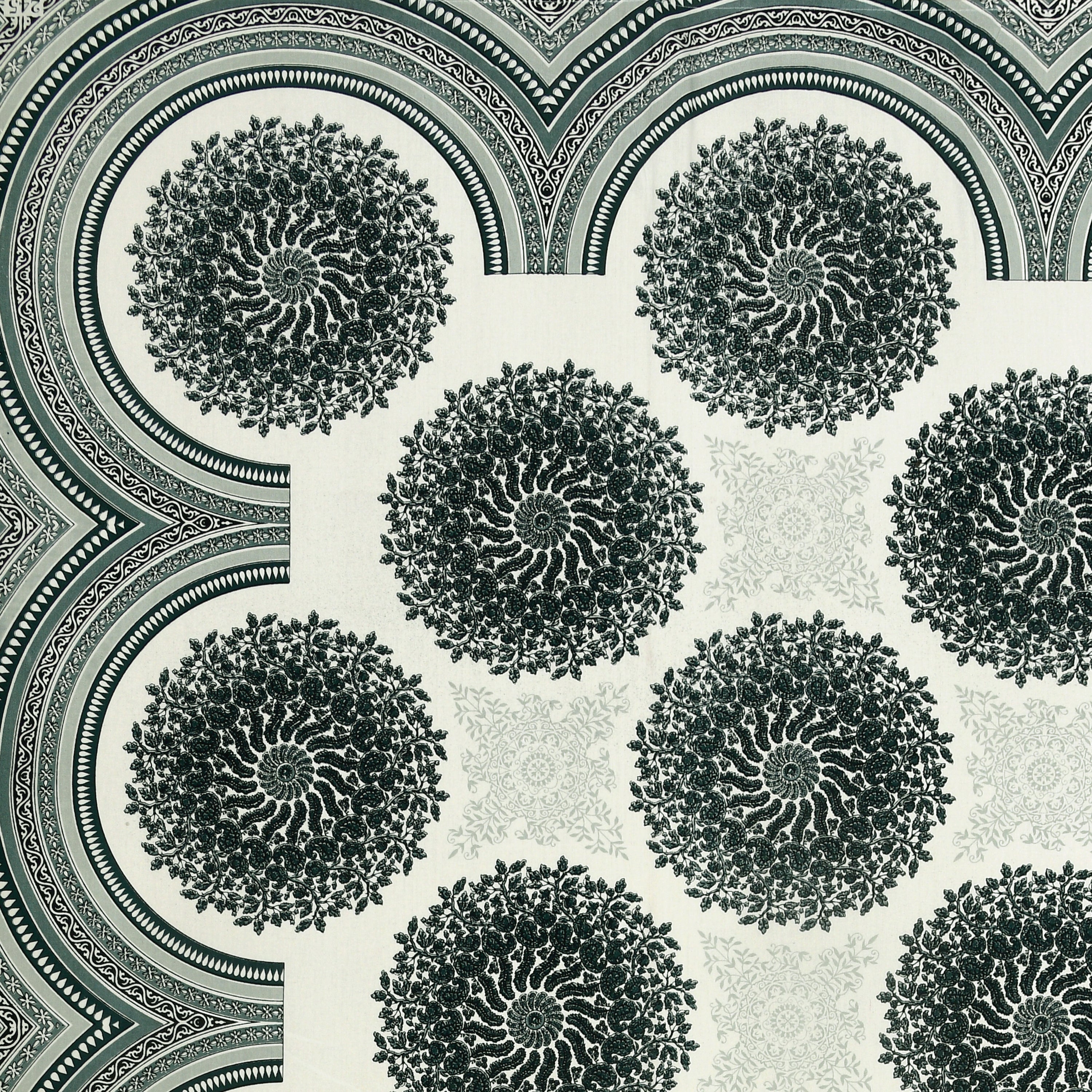 Green Jaipuri Mandala Print King Size Bedsheet