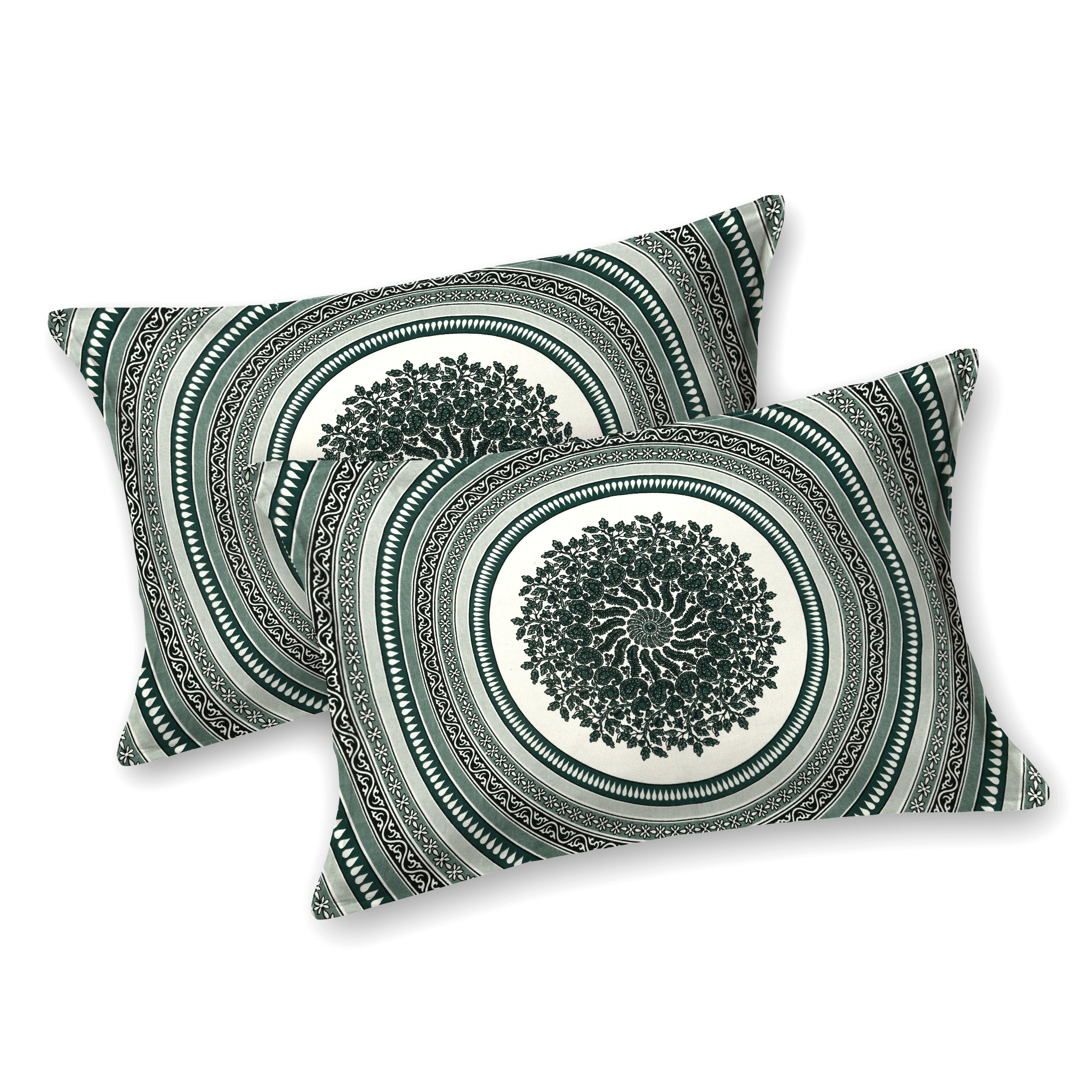 Green Jaipuri Mandala Print King Size Bedsheet