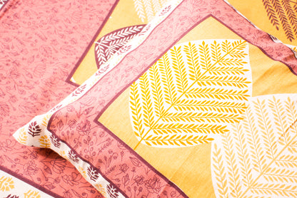Peach Leaf Design Cotton Bedsheet Set