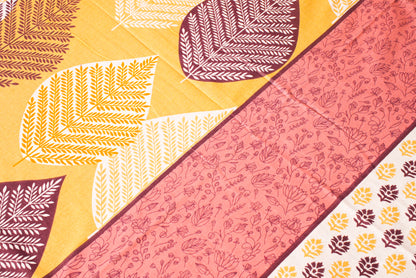 Peach Leaf Design Cotton Bedsheet Set