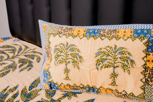 Green Palm Tree Cotton Bedsheet Set