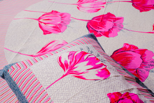 Pink Tulip Bloom Cotton Bedsheet Set