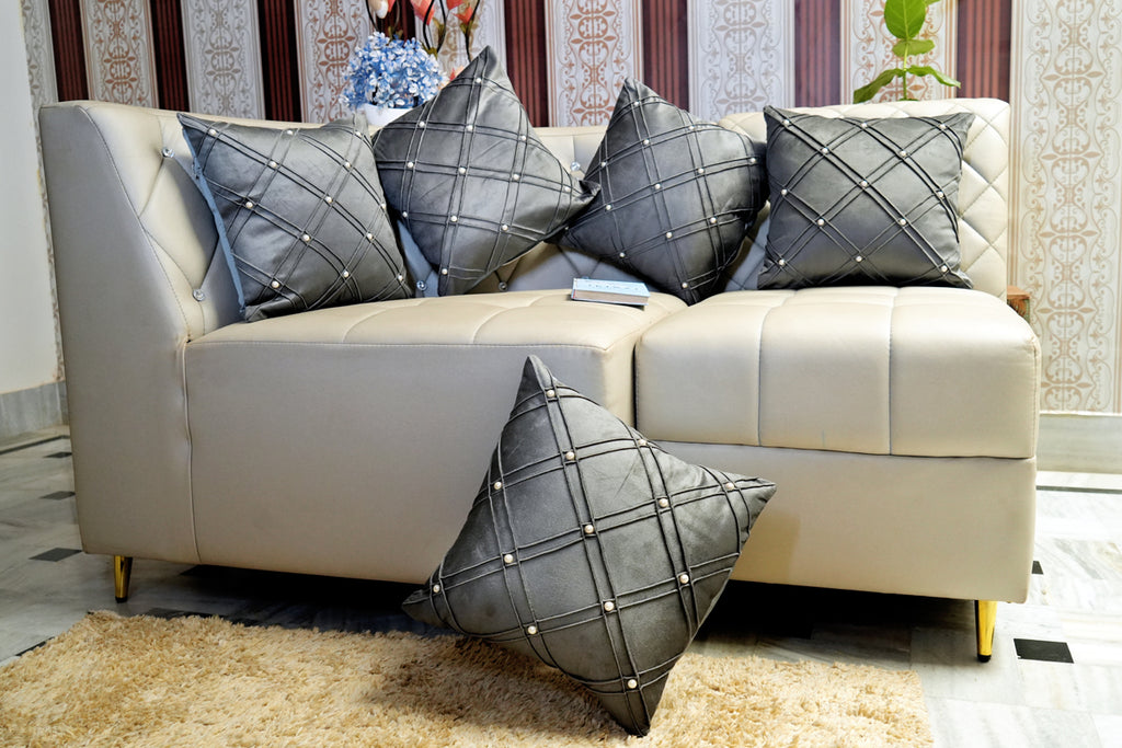 Twilight Charcoal Pearl Embellished Cushion Cover