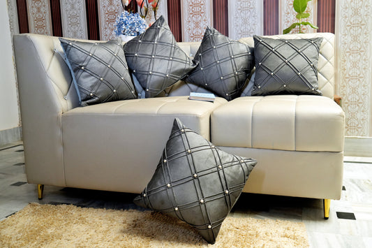 Twilight Charcoal Pearl Embellished Cushion Cover
