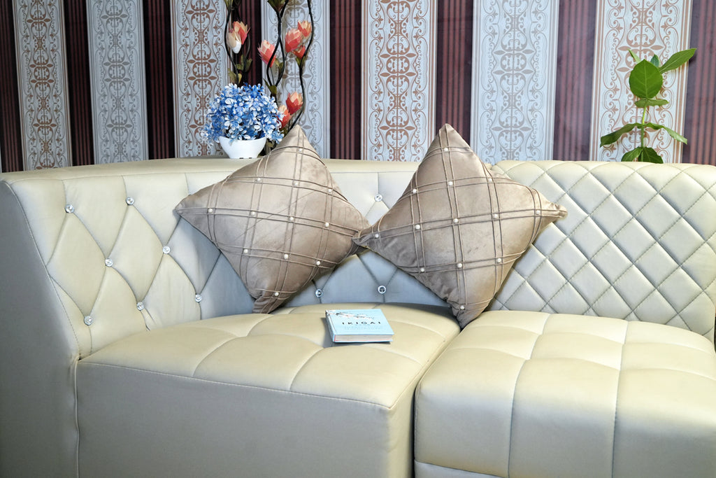 Golden Mist – Pearl Embellished Cushion cover