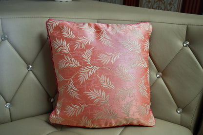 Leaf Whisper Cushion Covers – Brown & Peach Combo Set