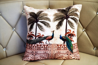 Tropical Regal Peacock Print Cushion Cover