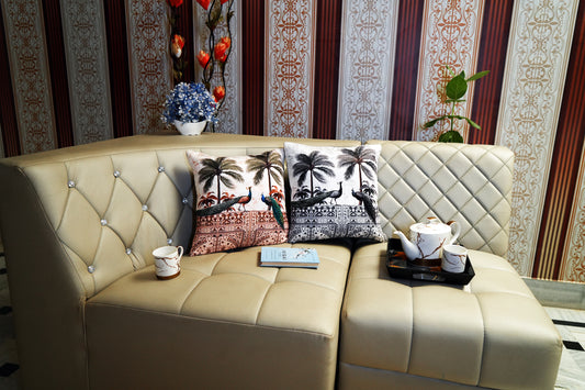 Tropical Regal Peacock Print Cushion Cover