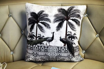 Tropical Regal Peacock Print Cushion Cover