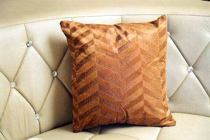 Heritage Zig Velvet Cushion Cover – Blush Pink & Cocoa Brown