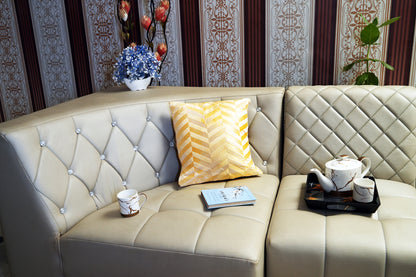 Heritage Zig Velvet Cushion Cover – Champagne Gold & Royal Maroon