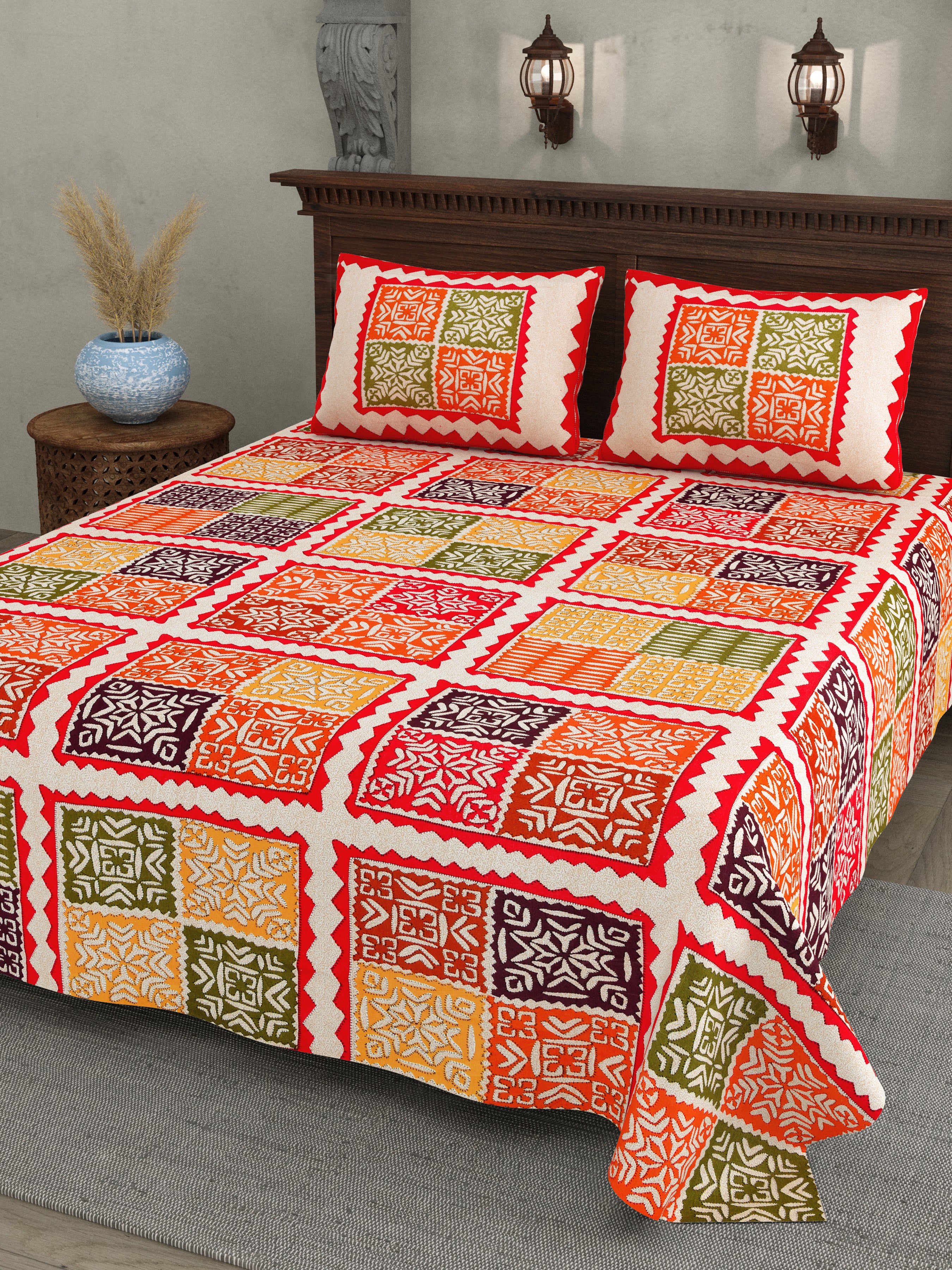 Vibrant Patchwork Charm Cotton Bedsheet