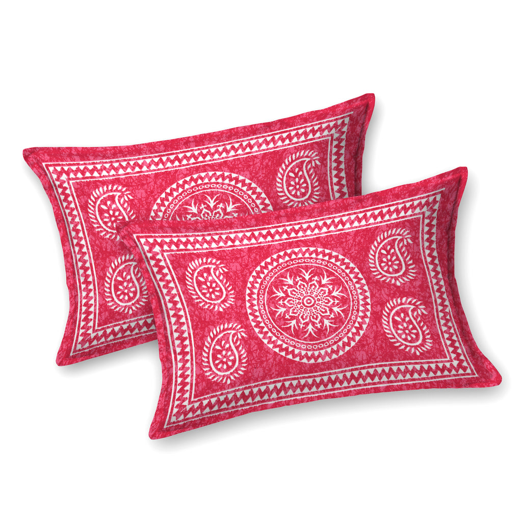 Pink Paisley Mandala Print Cotton Bedsheet