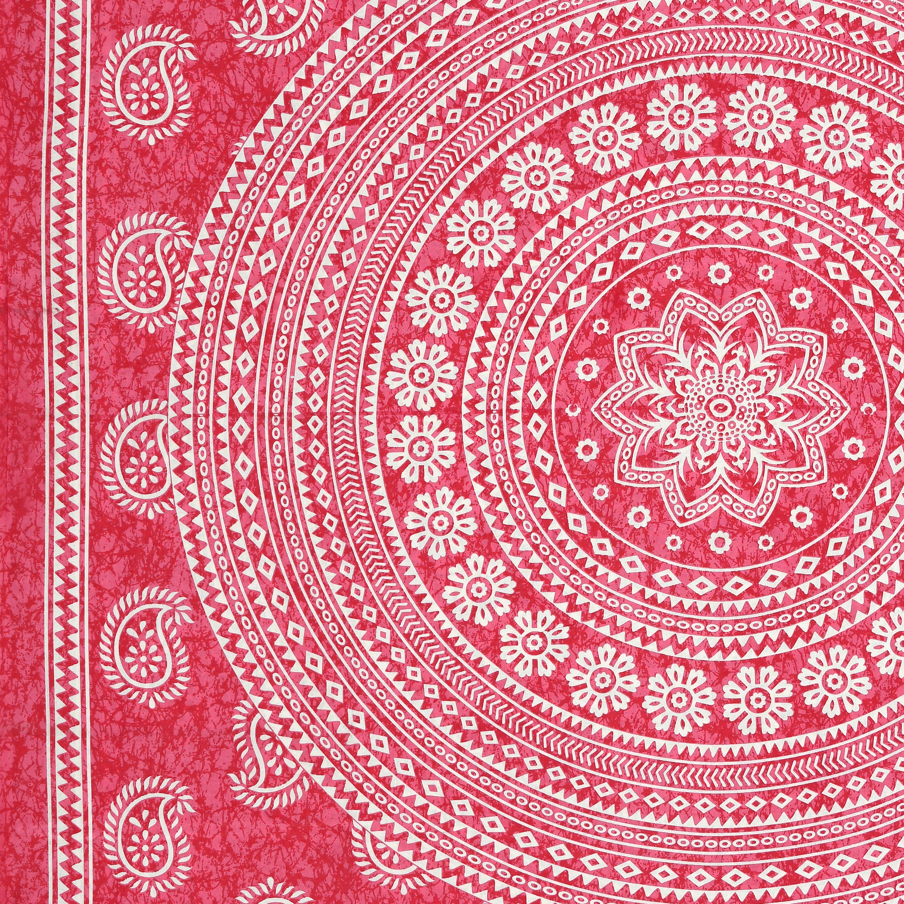 Pink Paisley Mandala Print Cotton Bedsheet