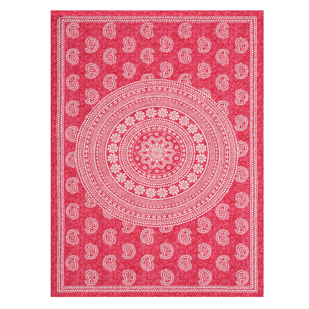 Pink Paisley Mandala Print Cotton Bedsheet