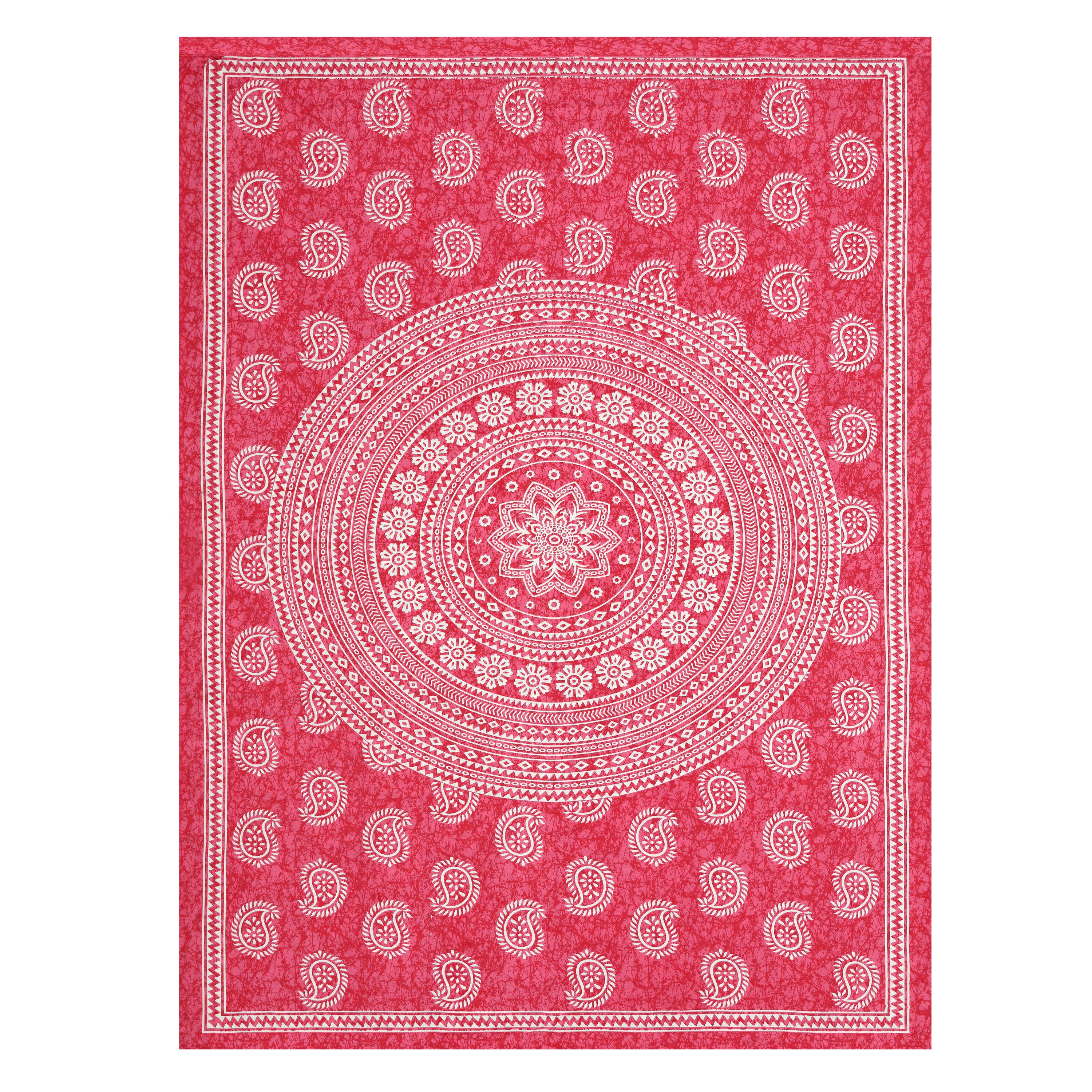 Pink Paisley Mandala Print Cotton Bedsheet