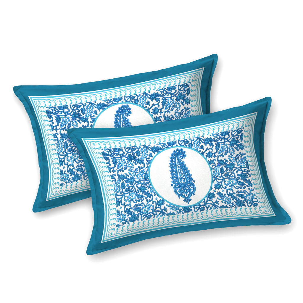 Paisley Buta Cotton Bedsheet – Turquoise Blue Royal Charm