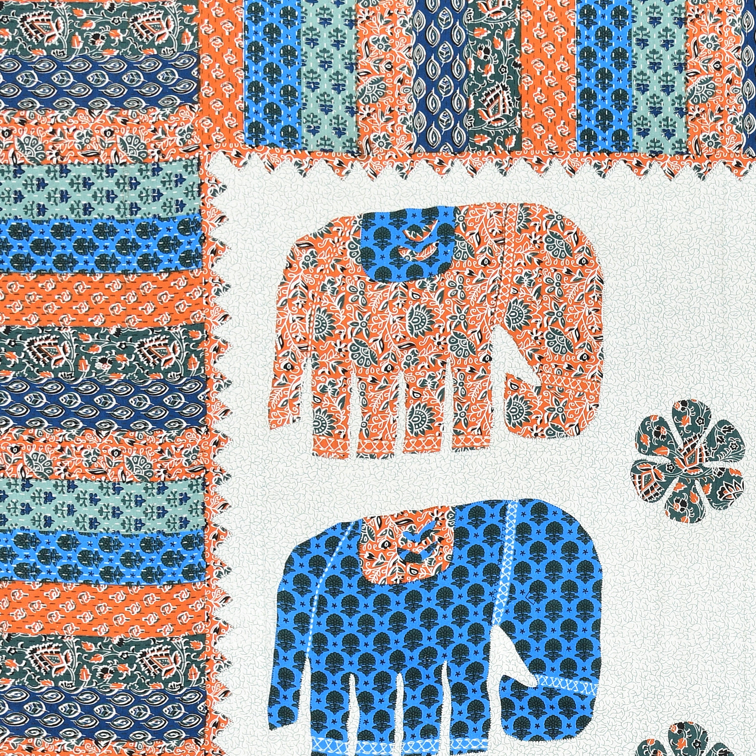 Saffron Royale Elephant Motif Cotton Bedsheet