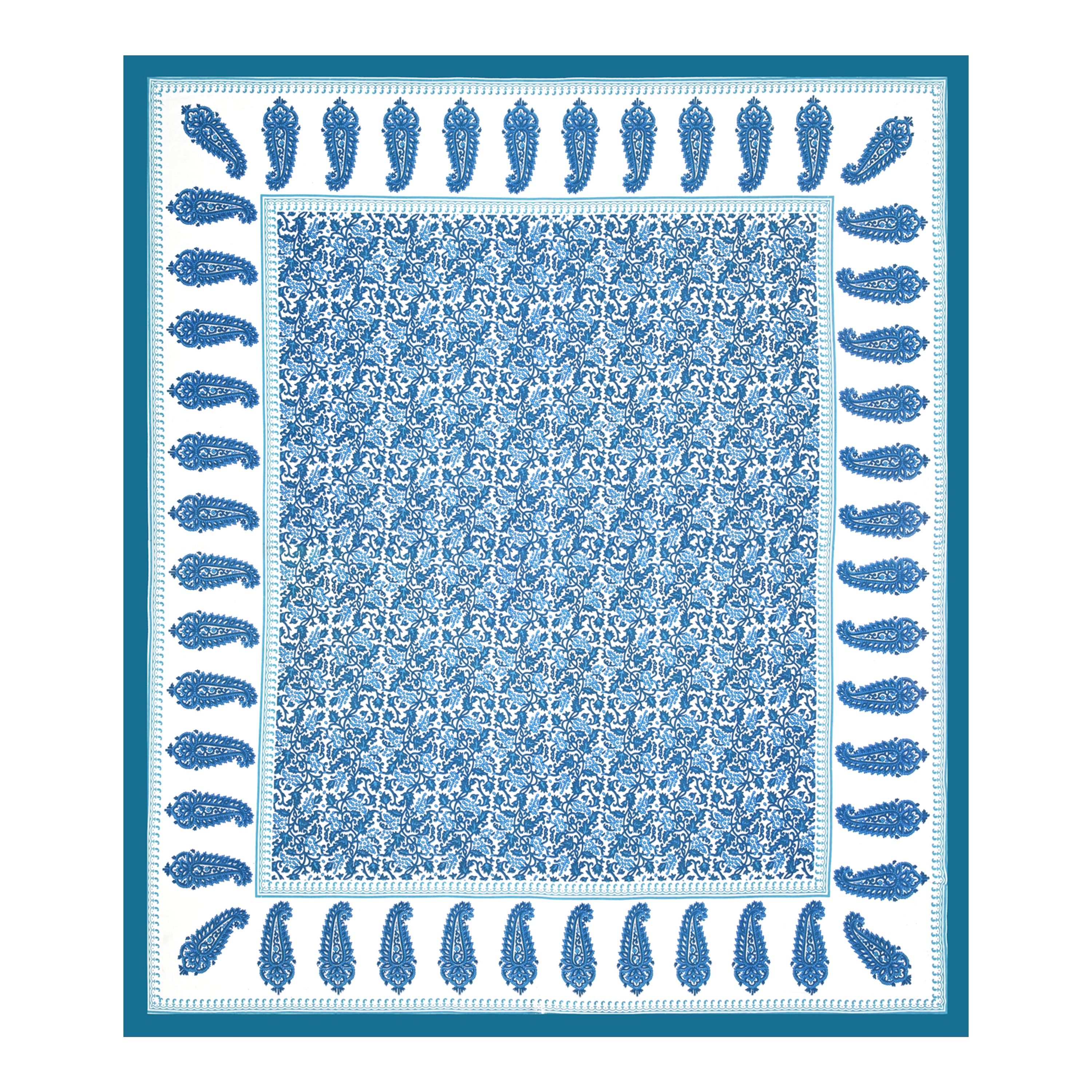 Paisley Buta Cotton Bedsheet – Turquoise Blue Royal Charm