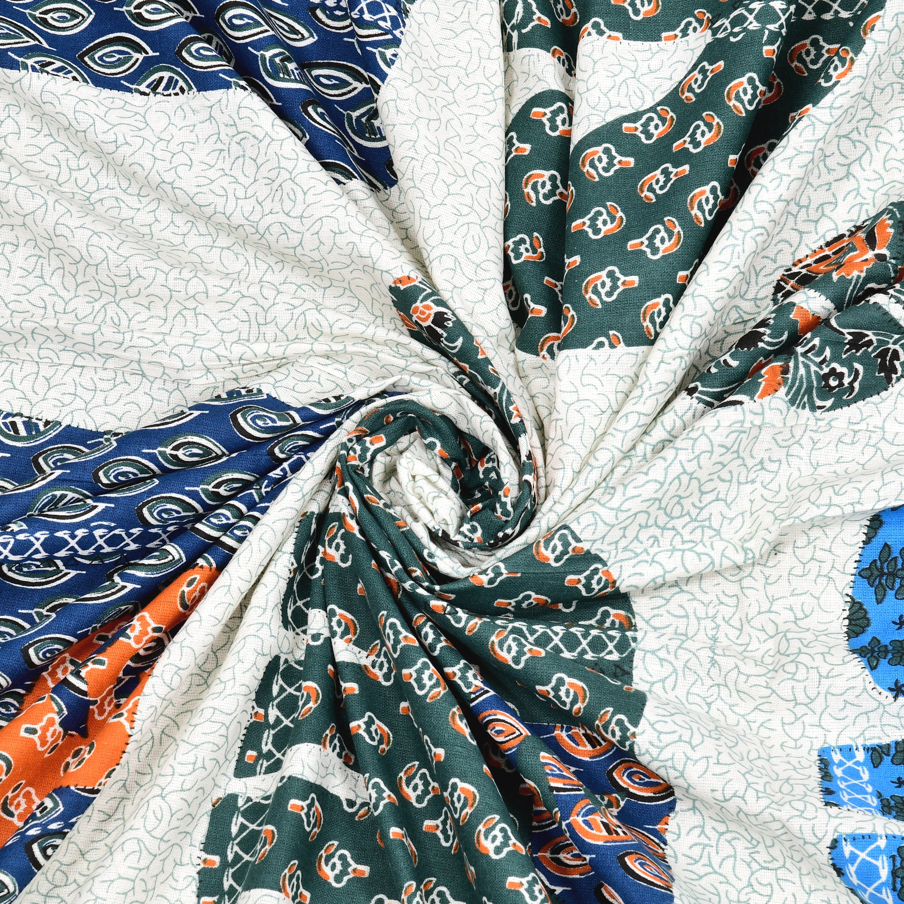 Saffron Royale Elephant Motif Cotton Bedsheet