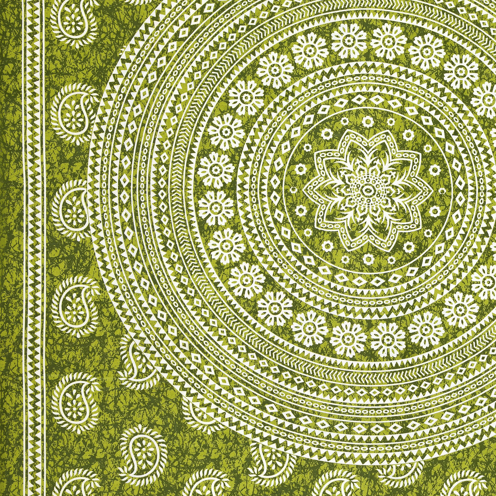 Green Paisley Mandala Print Cotton Bedsheet