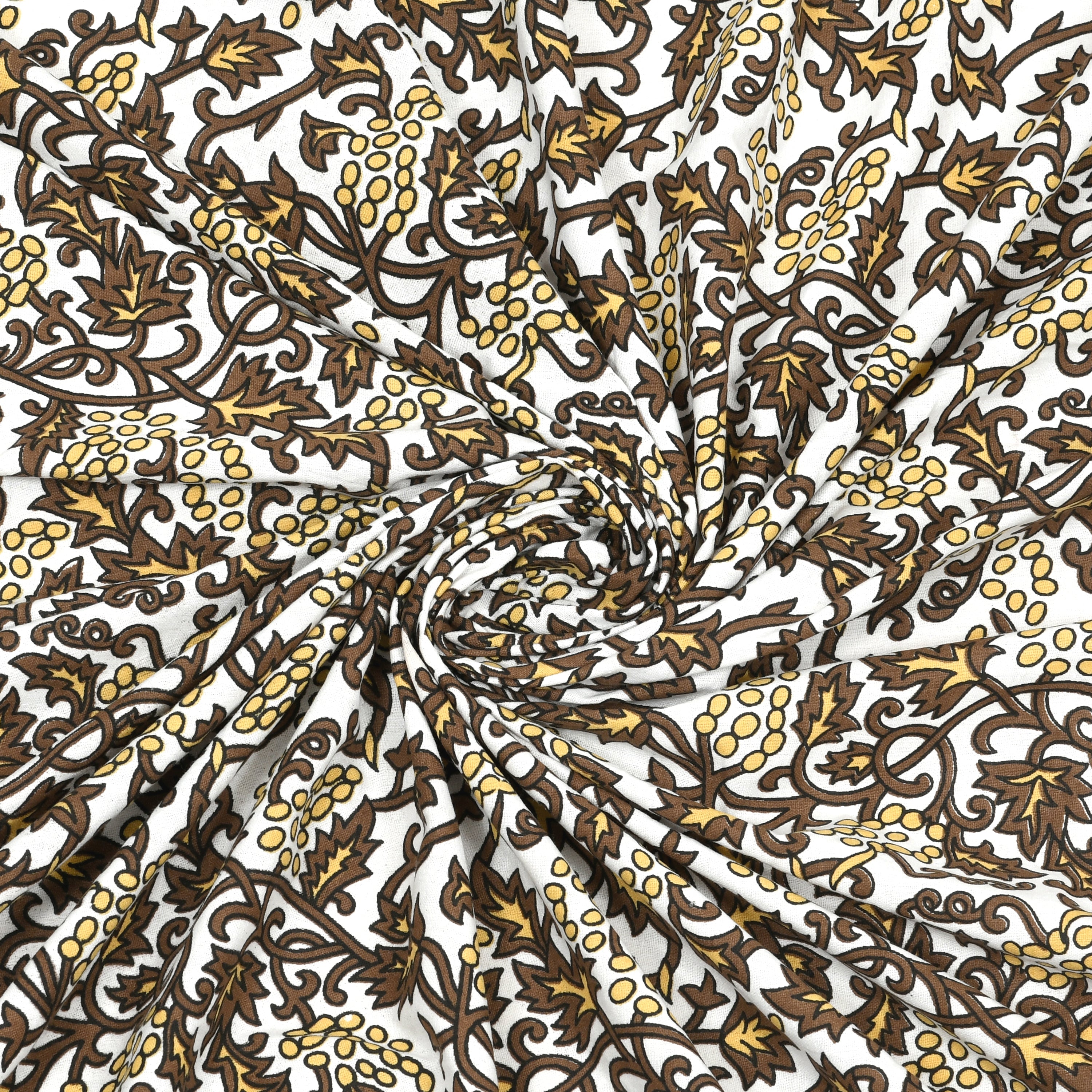 Paisley Buta Cotton Bedsheet – Antique Gold & Coffee Elegance