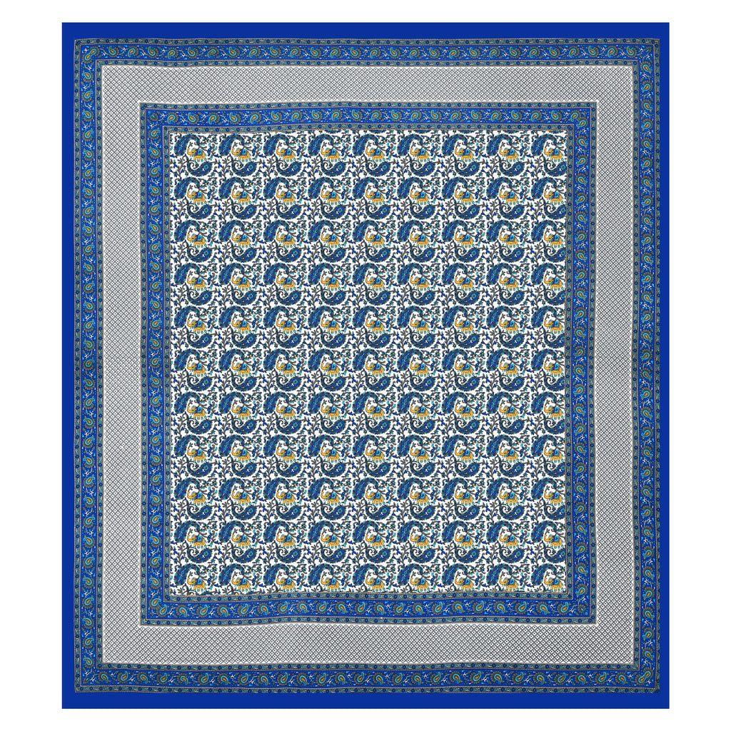 Royal Blue Reverie – Majestic Elephant Print Bedsheet in Pure Cotton