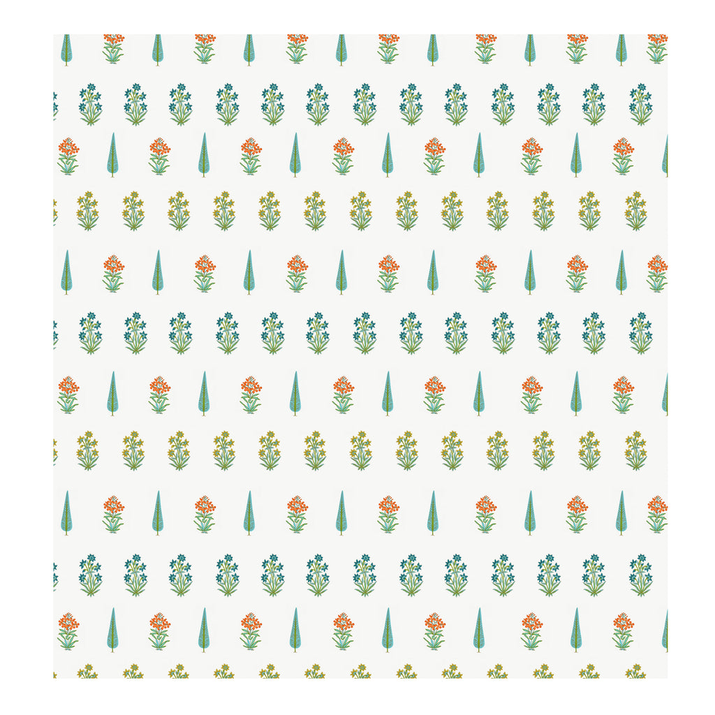Turquoise Leaf Block Print Super King Bedsheet