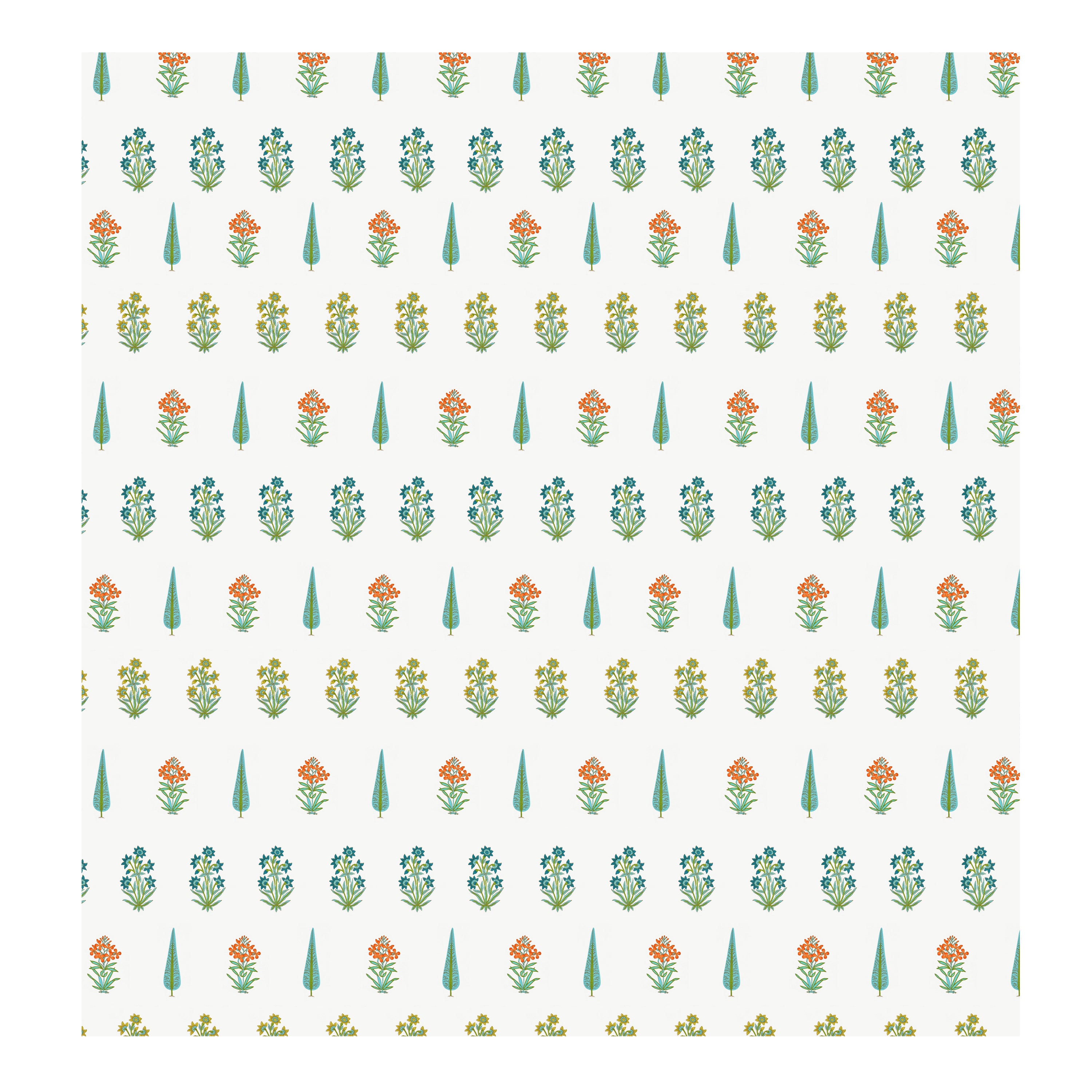 Turquoise Leaf Block Print Super King Bedsheet